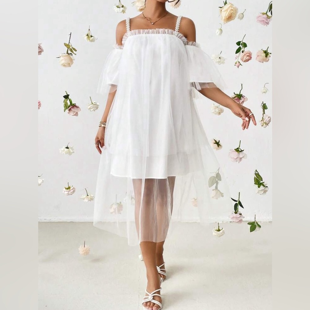 Cold Shoulder Tulle Dress